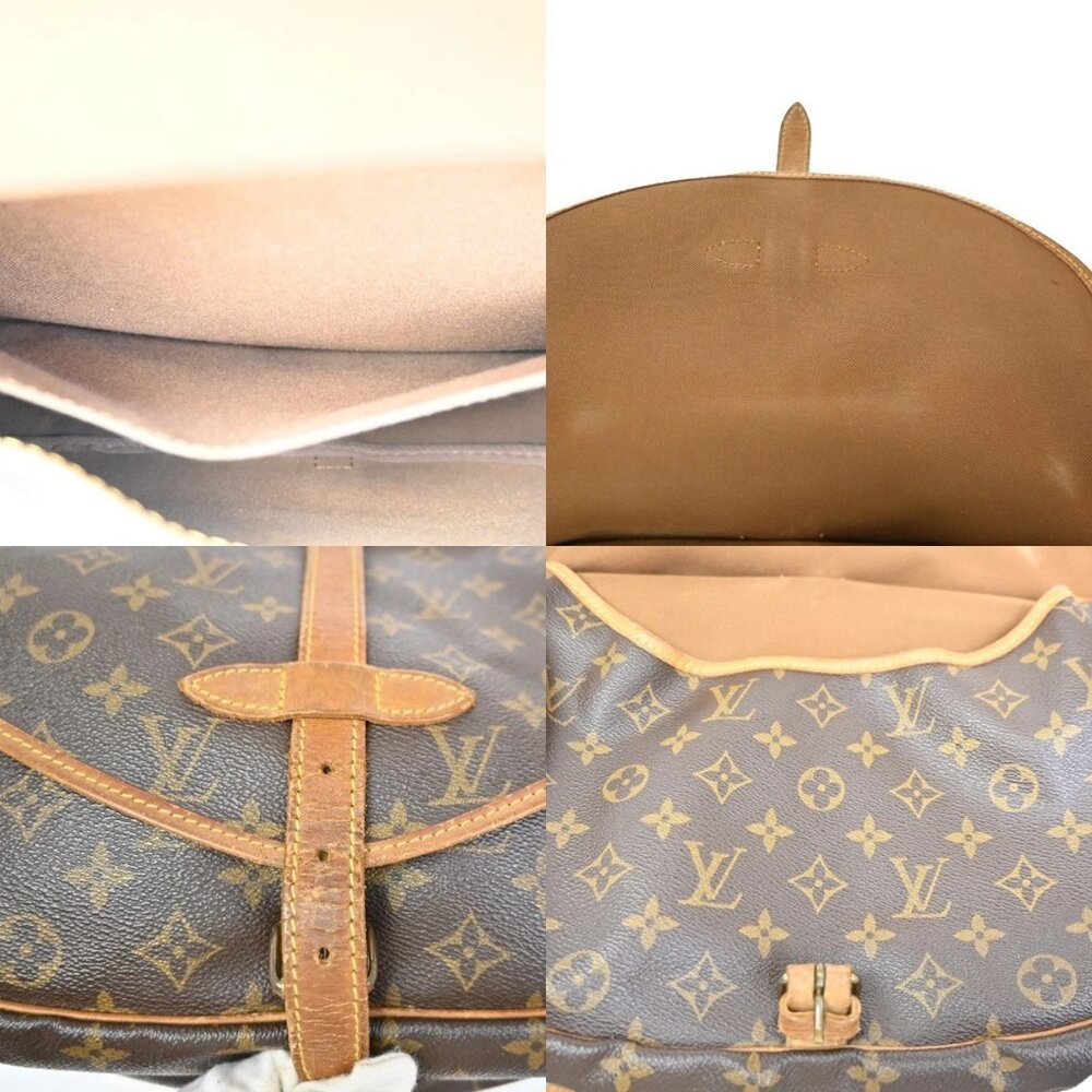 LOUIS VUITTON Logo Saumur MM Shoulder Bag Monogram Leather Brown M40710 64ZA077 - Picture 11 of 16